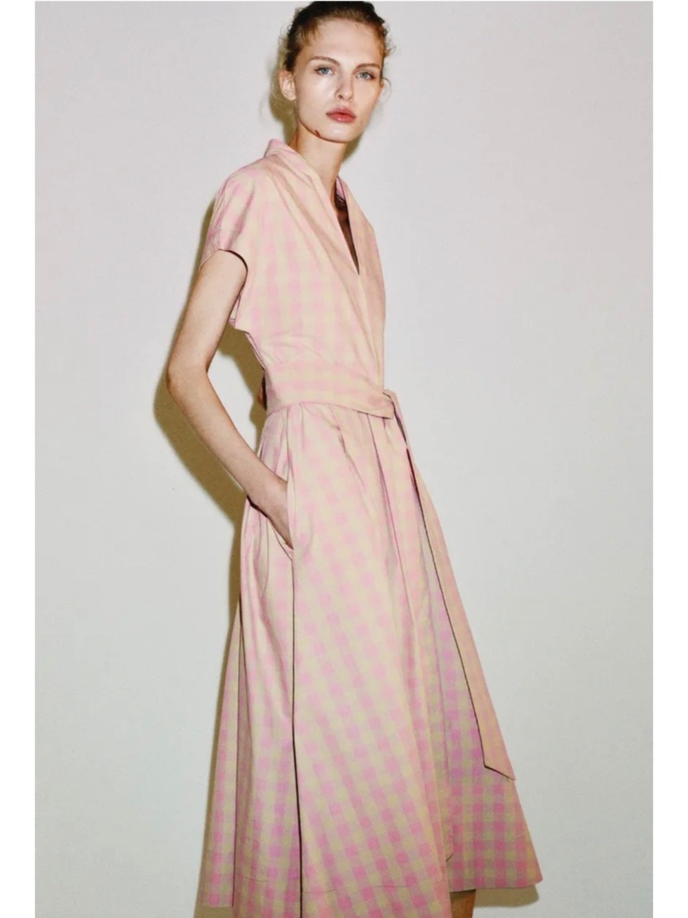 Zara pink check poplin dress ZW collection NWT - Picture 3 of 7